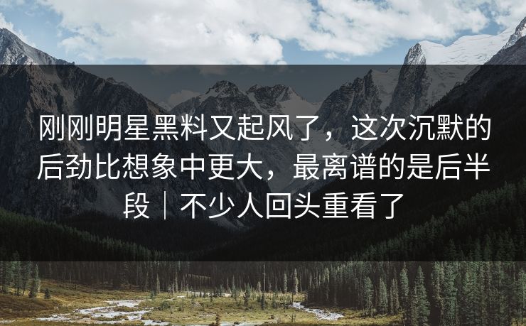 刚刚明星黑料又起风了，这次沉默的后劲比想象中更大，最离谱的是后半段｜不少人回头重看了