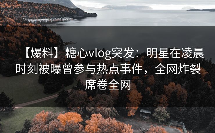 【爆料】糖心vlog突发：明星在凌晨时刻被曝曾参与热点事件，全网炸裂席卷全网