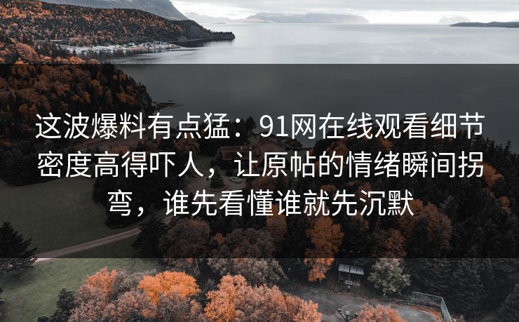 这波爆料有点猛：91网在线观看细节密度高得吓人，让原帖的情绪瞬间拐弯，谁先看懂谁就先沉默